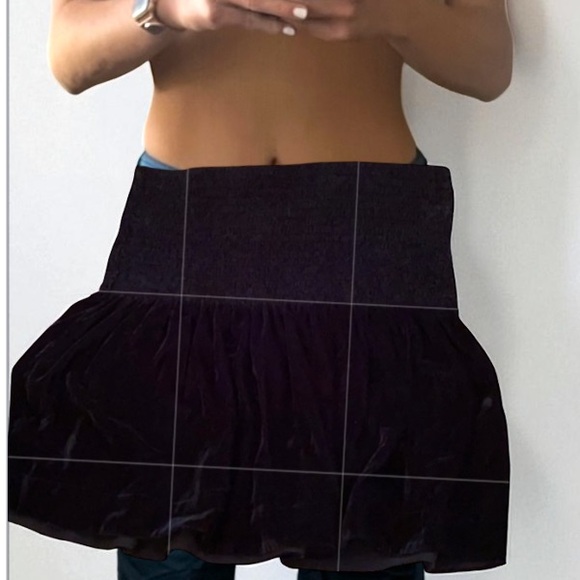 Ella Moss Smocked Black Ruffle Velvet Skirt - Picture 2 of 2
